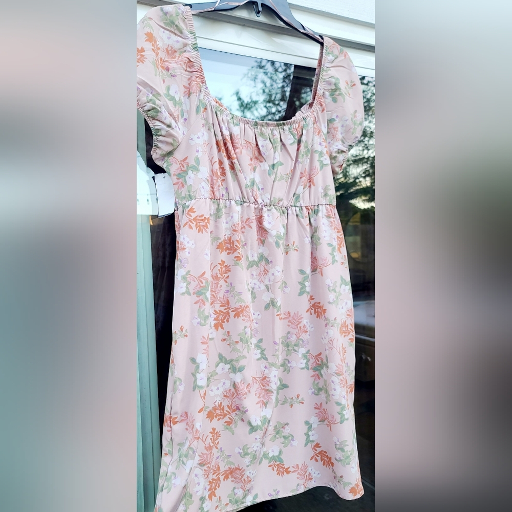 Pink Republic Floral Peasant Mini Dress β Size Large - Picture 13 of 17